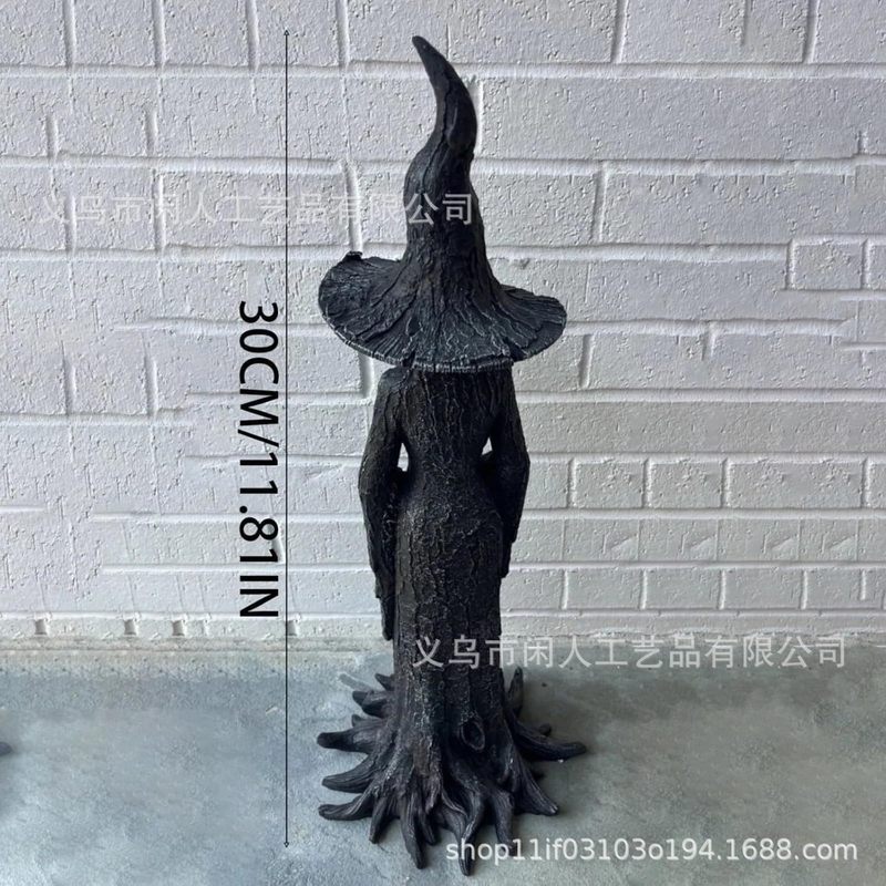 跨境爆款Cracker Barrel Witch 女巫雕像万圣节树脂摆件家居装饰|undefined