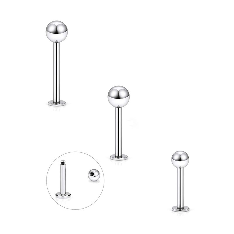 G23 Titanium Lip Nail External Thread Flat Bottom Rod F136 Alloy Polished Piercing Jewelry detail image 6
