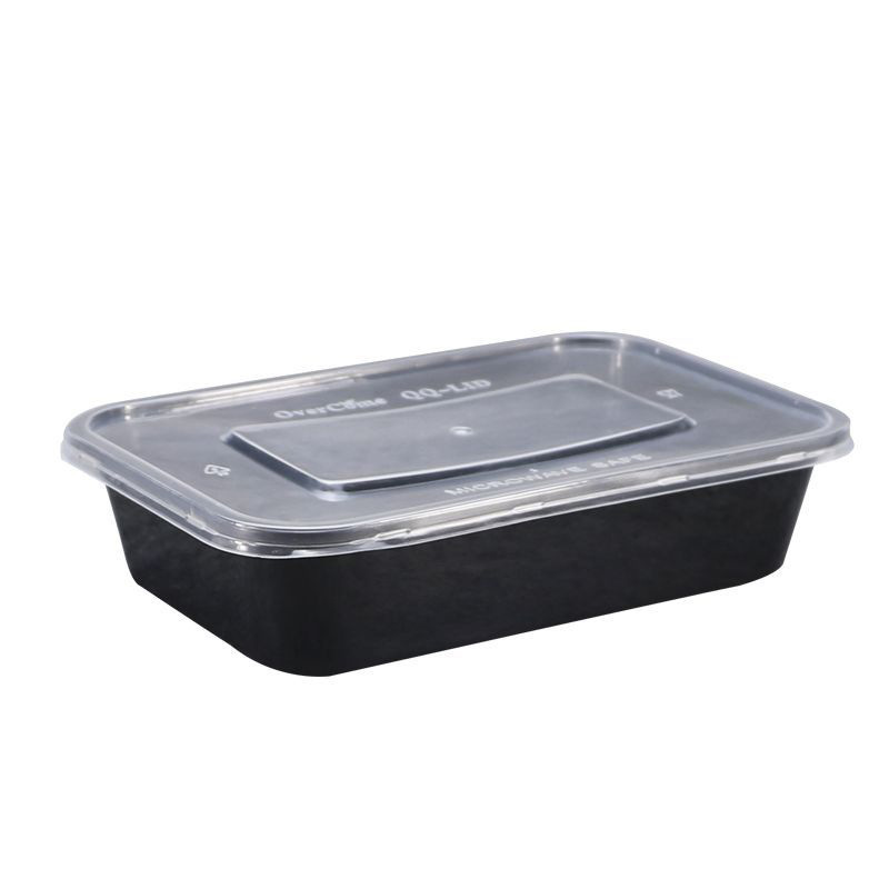 Caja de almuerzo desechable caja de embalaje para llevar 500 caja cuadrada con tapa caja de almuerzo transparente de plástico engrosada PP caja de almuerzo de plástico
