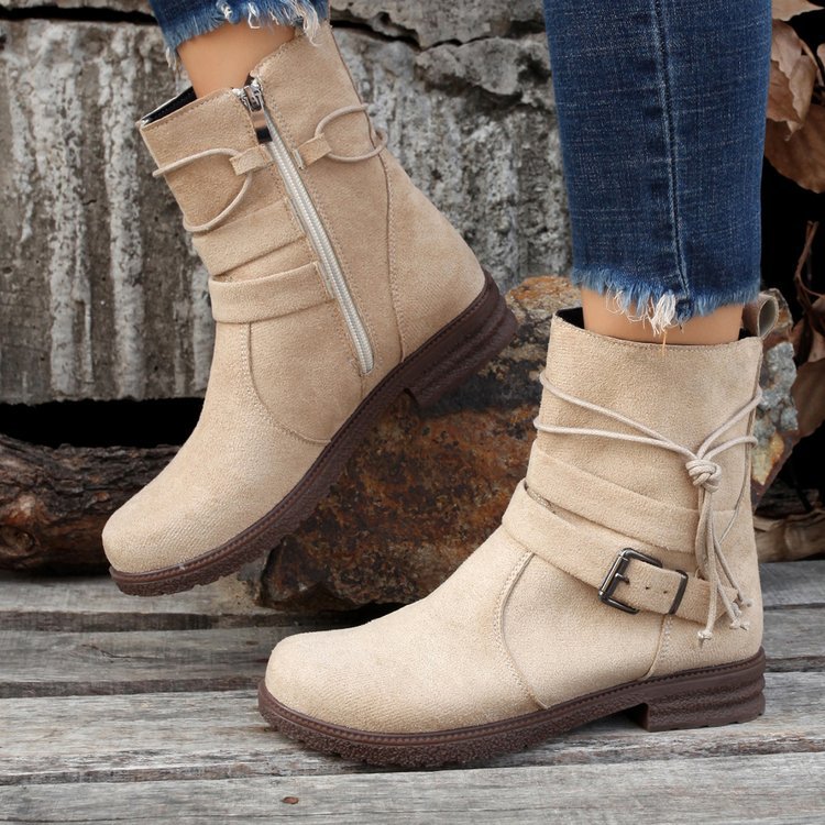 Large size short boots women dress boots autumn and winter new round head retro explosive cotton boots women_voghion.com