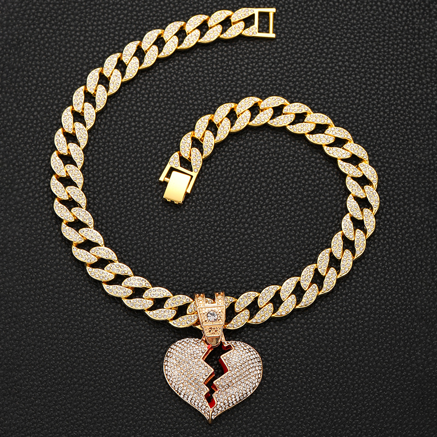 Hip-hop Heart Shape Alloy Plating Inlay Rhinestones 18k Gold Plated Women's Pendant Necklace Necklace Pendant display picture 9