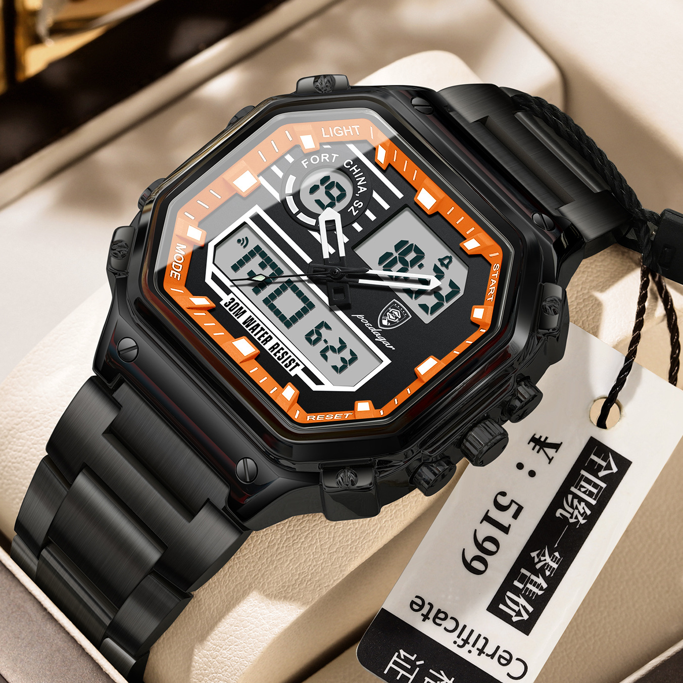 POEDAGAR / PEDAGAR multifuncional impermeable nocturna reloj electrónico de moda para hombres reloj en vivo de comercio exterior explosión