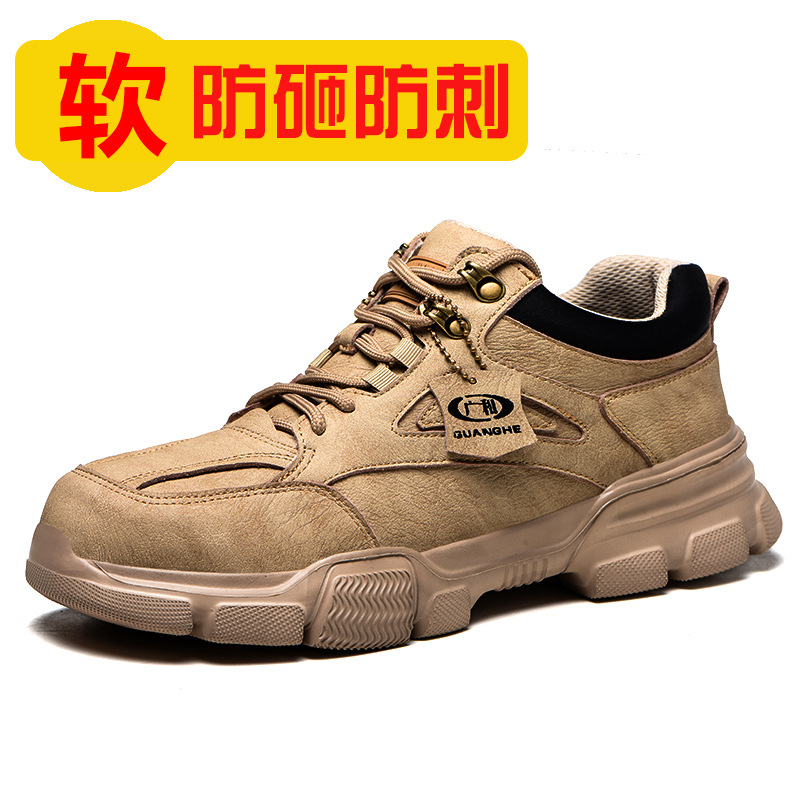 Zapatos de seguridad para hombres, protección laboral, anti-aplastamiento, anti-pinchazos, transpirables, para obras de construcción, suelas de Kevlar