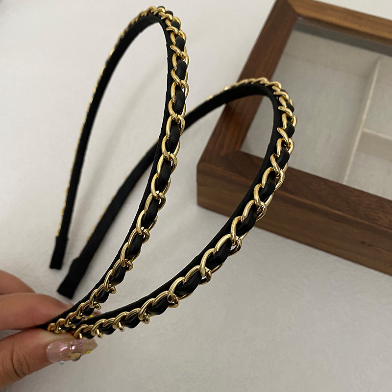 小香風發箍細邊鏈條韓國新款頭箍秋季短髮網紅髮卡優雅氣質頭飾品