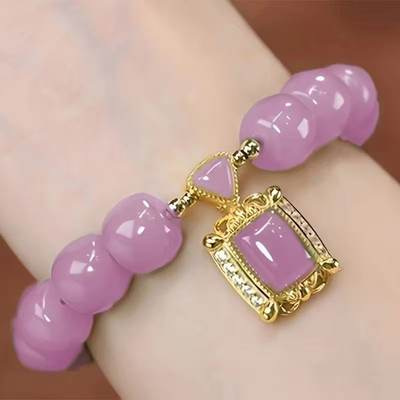 S136-8*6 purple barrel bead jade bracelet #sz1482