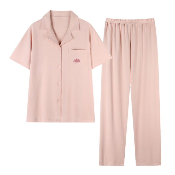 Factory Direct sales 2024 pajamas women's summer short-sleeved trousers cotton cardigan thin plus size cotton home wear suit