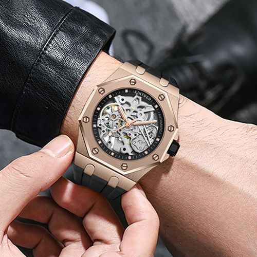 KINYUED mechanical watch men's fully automatic mechanical watch fashion hollow men's watch waterproof men's watch