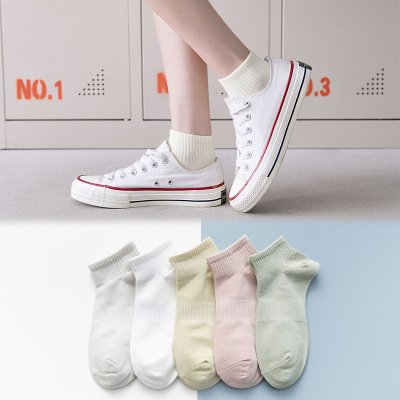 日系棉袜女士糖果色短袜ins纯色短筒女袜浅口船袜批发 一件代发|ms