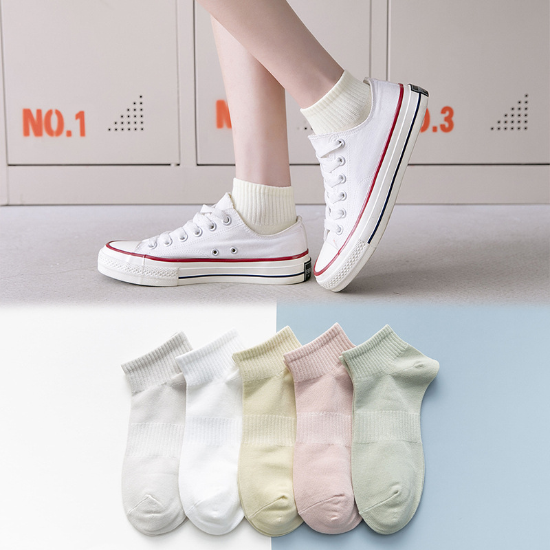 日系棉袜女士糖果色短袜ins纯色短筒女袜浅口船袜批发 一件代发|ms