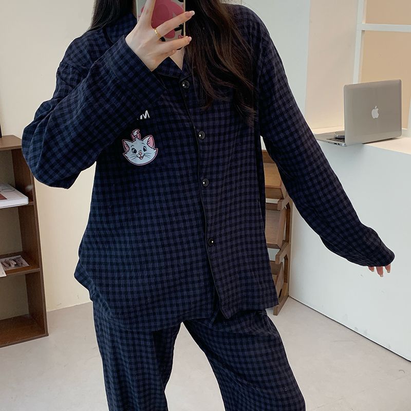 Pijamas al por mayor transfronterizos de otoño nubes de algodón pantalones de manga larga cardigans lindos dibujos animados se pueden usar con ropa de casa