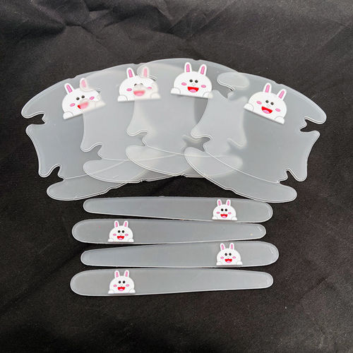 Car door bowl stickers, car door handle protective strips, cartoon transparent door bowl covers for scratch and scuff resistance.