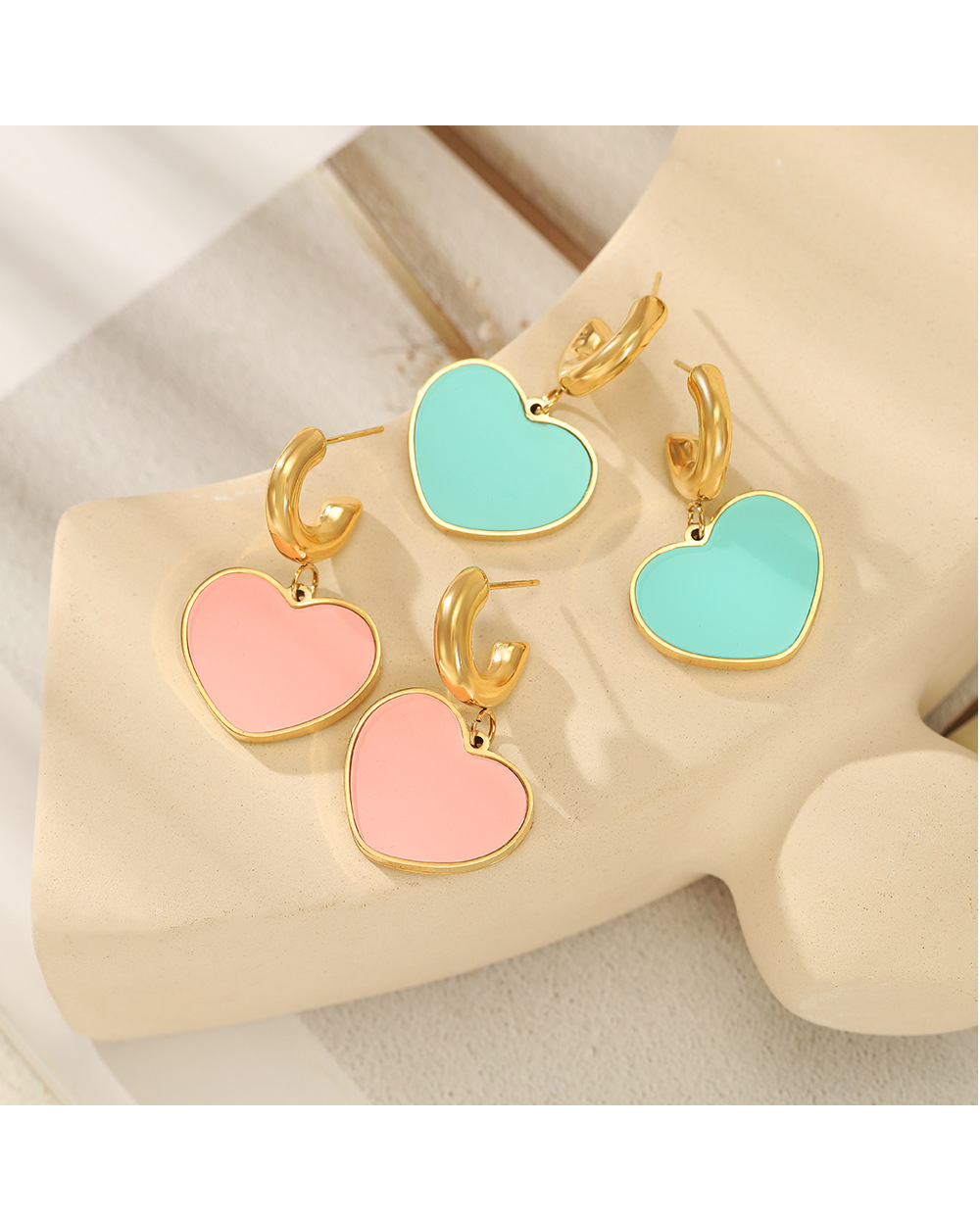 Simple Style Heart Shape Stainless Steel Plating Drop Earrings 1 Pair
