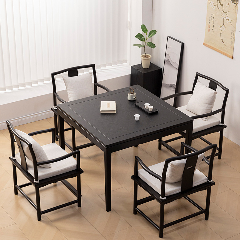 Wabi-Sabi Style Black Square Table Dining Table Chair Chess Room Teahouse Card Table New Chinese Tea Table Eight Immortals Table