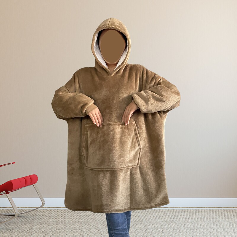 Huggle hoodieクロスボーダー750自宅で毛をつかんで帽子をかぶっている怠け者の寝衣のパジャマの外でテレビの毛布を着ます。|undefined