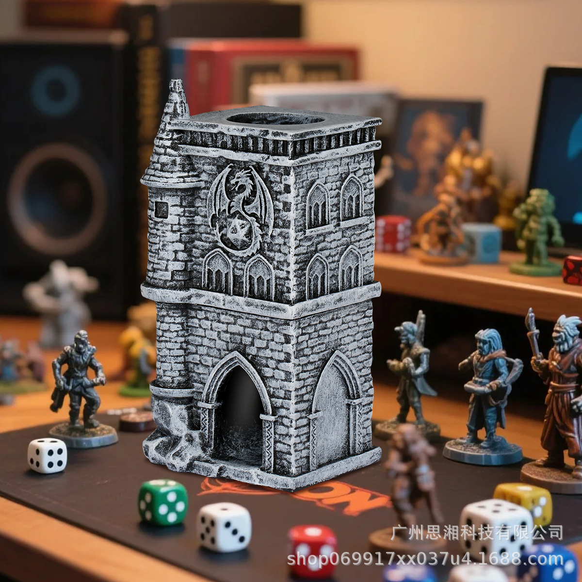 Transfronterizo D20 Flying Dragon Castle Resin Dice Tower Decoration Desktop Model Resin Fit for DND Table Games Dice Tower Accessories image 4