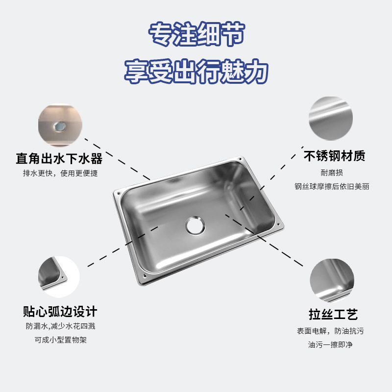 Cocina y baño Guangrun auténtico acero inoxidable cuadrado pequeño lavabo lavabo lavabo GR-536B