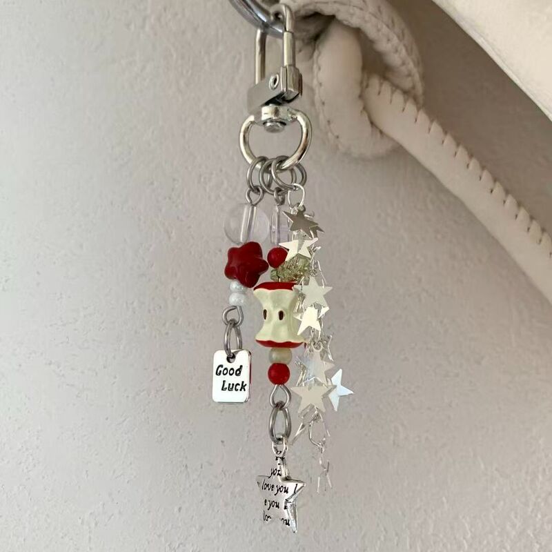 【A piece of starry red fruit】CCD lanyard handmade beaded girly ins phone chain and bag pendant