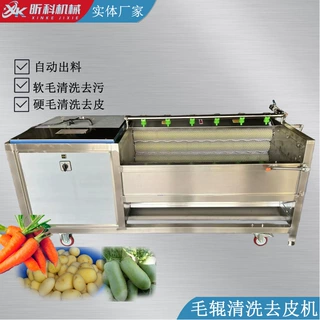 全自动果蔬清洗机清洗干净 速度快 商用贝类海鲜 土豆毛辊清洗机