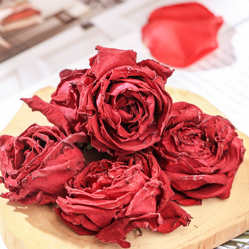 Yunnan Freeze Dried Dark Red Rose Tea Double Petal Rose Buds Loose Floral Herbal Tea 50g Can preparation