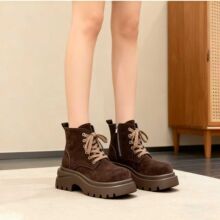 小众设计感厚底增高小个子短筒靴子2025秋冬新款时尚百搭马丁靴女