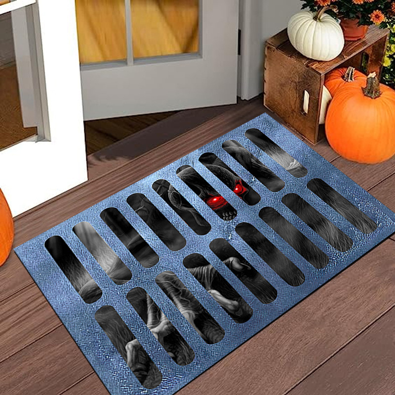アマゾン工場のハロウィンの透かし彫りの装飾のじゅうたんの3d視覚の立体的なマットの玄関の家の入り口の足のマットの卸売り|undefined