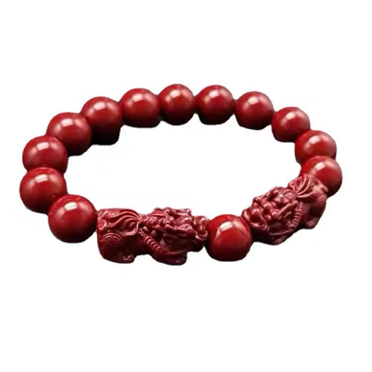 Bracelet, men's birthday charm for friend, cinnabar