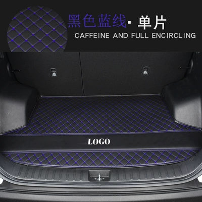 Mat Special Private Car Standard | Trunk Mat - flat-edge-black-blue-line-403812