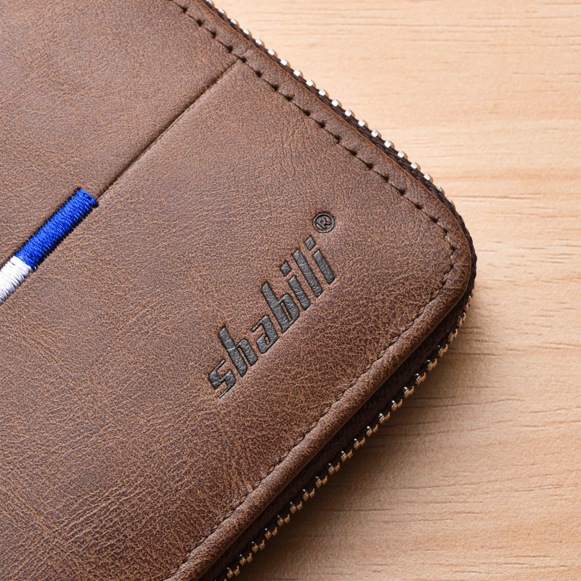 Cartera corta de hombre retro horizontal con cremallera moda clásica al por mayor