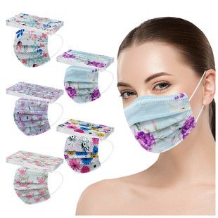 Мультяшная модная свежая медицинская маска для взрослых, в цветочек