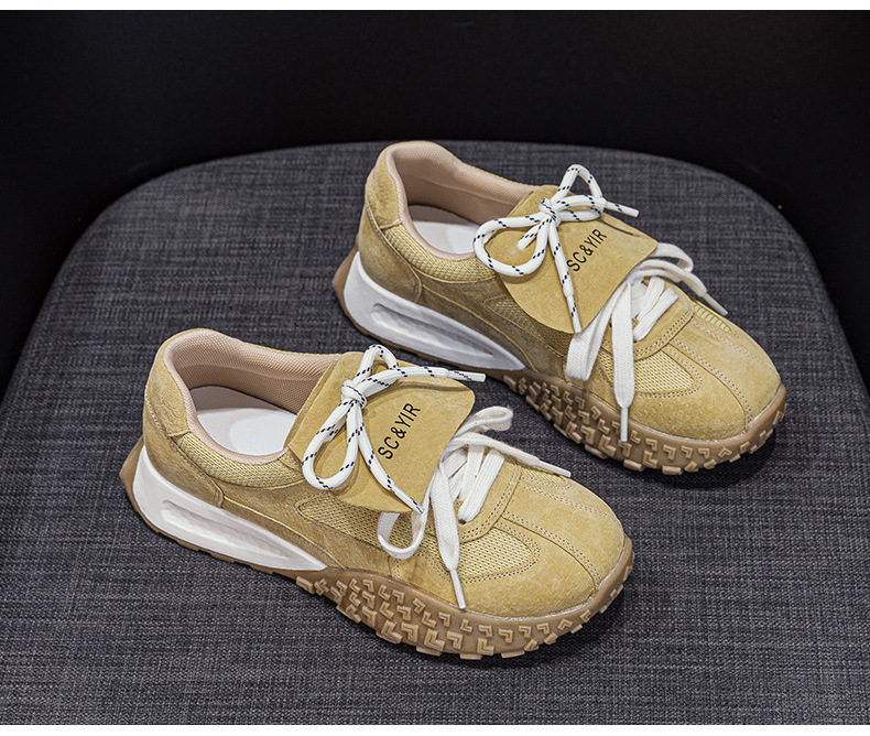 Giày sneaker nữ da heo đế dày phong cách Đức Huajiang mùa thu 2026 — M2632 màu trắng nhạt, M2632 màu vàng, M2632 màu nâu chi tiết 14