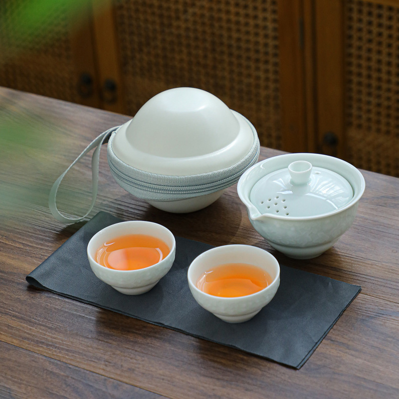影青户外功夫茶具礼品轻奢防烫泡茶壶陶瓷快客杯一壶二杯旅行茶具|undefined