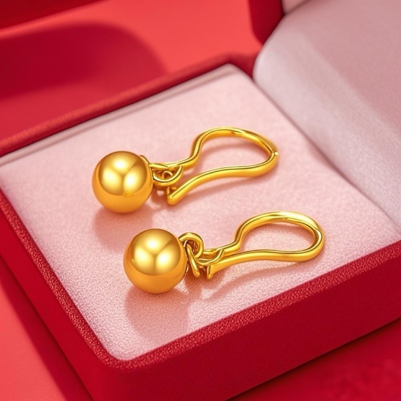 Vietnamese Sand Gold Electroplating Simple Transfer Bead Ball Earrings Ear Hooks Female E-Commerce Live Broadcast Factory Supply Wholesale