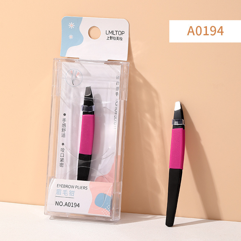 LMLTOP cejas de acero inoxidable abrazadera de cejas planas oblicuas pinzas de extracción de cabello pinzas de cejas falsas clip auxiliar