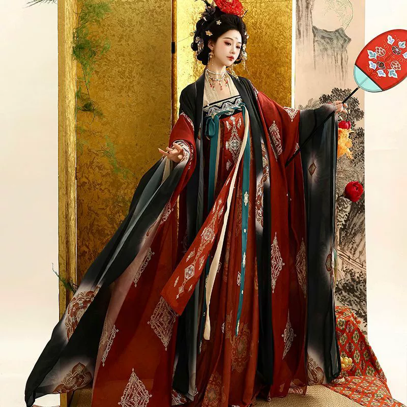 [Рай в династии Тан] Сказочная юбка длиной до груди в стиле Тан, восстановленный весенне-летний повседневный синий костюм