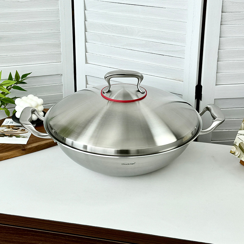 Zhuo Deming 18 / 10 de acero inoxidable de doble oreja olla 36cm de gran capacidad de gran familia toda cubierta de acero salsa de platos fritos