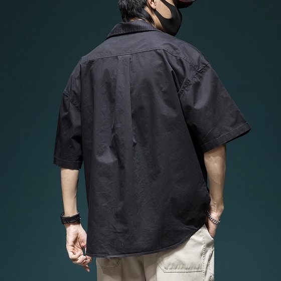 Summer Short-sleeved Shirt Men's Fashionable Brand Loose plus size New Style Jacket Fashionable Workwear Half-sleeved Casual All-match Shirt