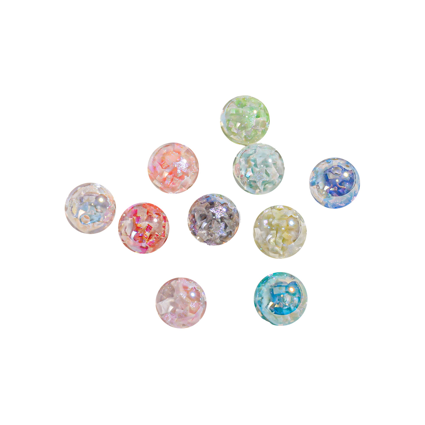 10 estrellas luminosas de cinco puntas cuentas redondas cuentas de resina cadena de teléfono móvil material de bricolaje cuentas sueltas llavero accesorios colgantes