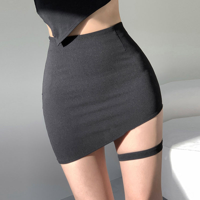 Korean Spring and Summer New Style Slimming Look Elegant Slim and Comfortable High Waist Hip Garter Belt Asymmetrical Hip Skirt