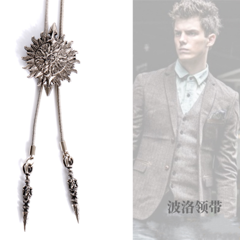 Fashion Metal Chain Polo Men Adjustable Necklace Collar Flower Personality New Shirt Bow Tie_voghion.com