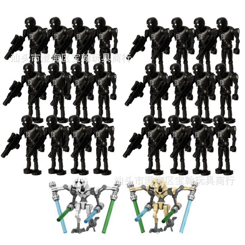 Minifigure set — assorted robot & soldier figures, mixed packs 8–120 pcs, combinable