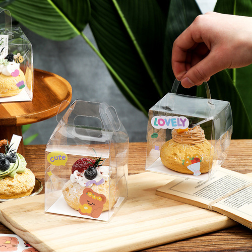 2-inch 3-inch fruit puff box packaging French small cake disposable plastic dessert baking transparent suitcase