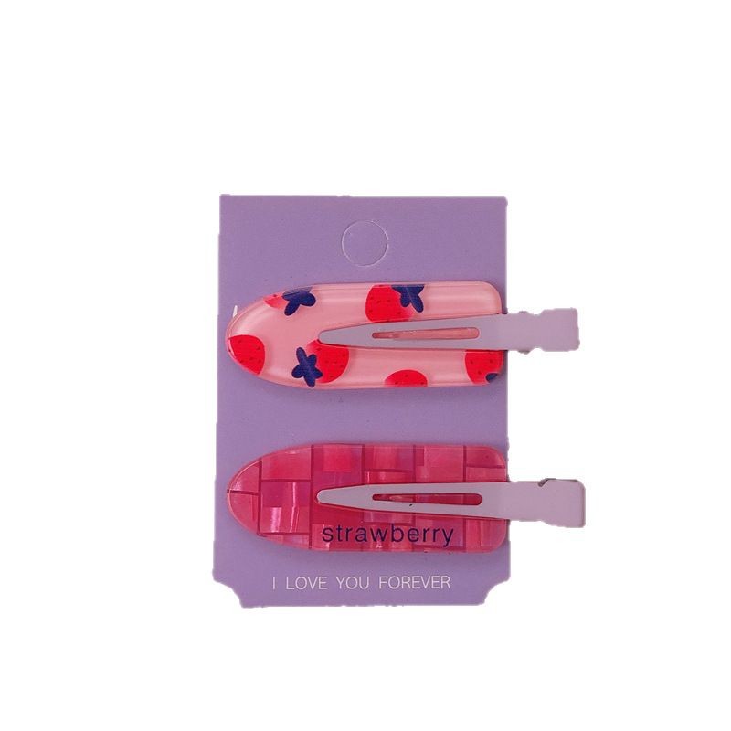 Dulces y lindos clips para el cabello sin marcas de fresa coreana para mujeres, clips laterales para la frente, clips para el cabello de alto nivel, clips para el cabello