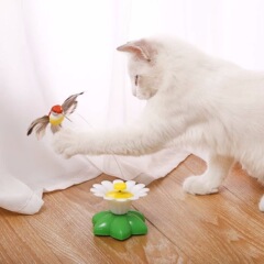 電動飛ぶ鳥猫のおもちゃ蝶が花を回転させます自動猫のおもちゃペット猫用品卸売