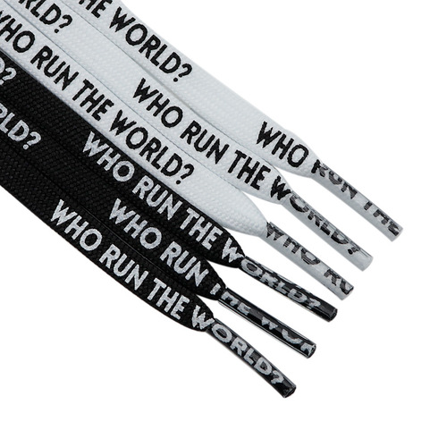 Kulogin black and white two-sided printed flat shoelaces personalized white canvas shoes versatile shoelace