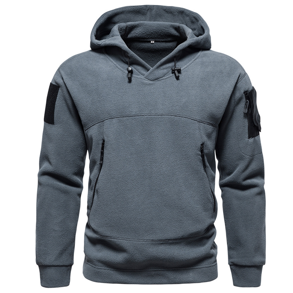 Cross-Border Sports Jacket Men's Outdoor Warm Fleece Tactical Clothing Autumn and Winter Polar Fleece Hooded Men's Sweatshirt