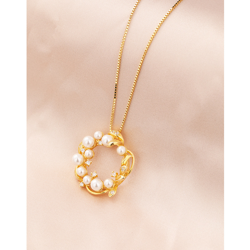 Collar de perlas artificiales de plata esterlina 925 mujeres de verano lujoso ligero nicho de moda de alto nivel colgante collar collar collar collar