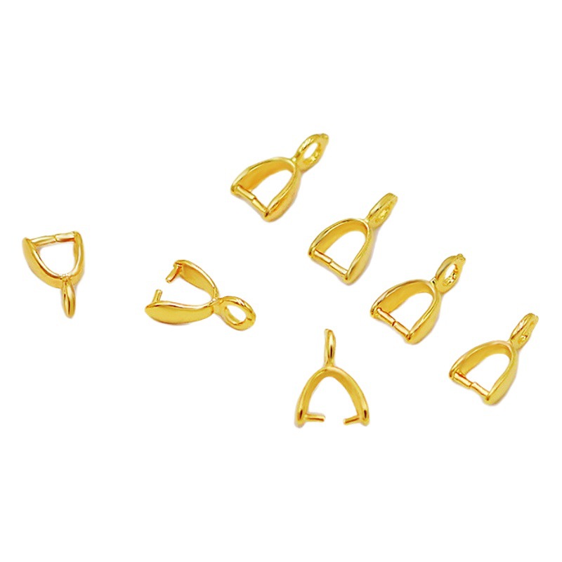 18K chapado en oro con semillas de melón colgantes hebilla de bandeja hebilla Jade colgante clip hebilla medio agujero titular del grano colgante hebilla DIY accesorios de la joyería