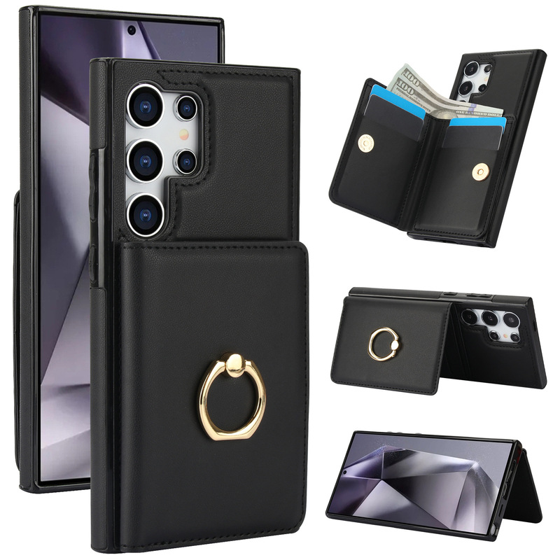 Samsung S25 Ultra Pure Color Ring Mobile Phone Case S24 Card Holder Protective Cover A55 Protective Case Valley g Samsung S25 Ultra Pure Color Ring Mobile Phone Case S24 Card Holder Protective Cover A55 Protective Case Valley g