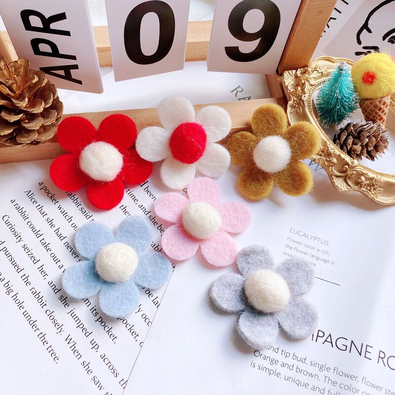 Wool felt five-petal flower finished flower shop eternal flower glass cover bouquet design headdress diy jewelry material accessories