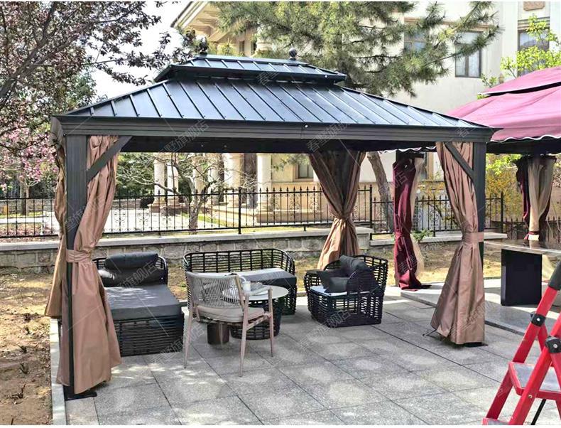 High-End Outdoor Pavilion Garden Terrace Aluminum Alloy Courtyard Leisure New Chinese-Style Pavilion Villa Courtyard Outdoor Sunshade